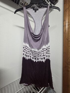 Banana Republic Lavender and Plum Tie-Dye Cowl Racerback Tank